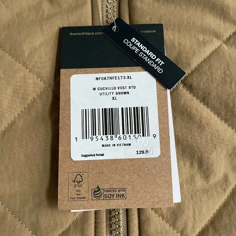NWT The North Face TNF Cuchillo Insulated Water Resistant Vest Aviator Brown XL - Picture 5 of 6